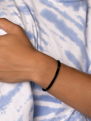 Nialaya Men's Bangle Men's Black Simplicity Bangle